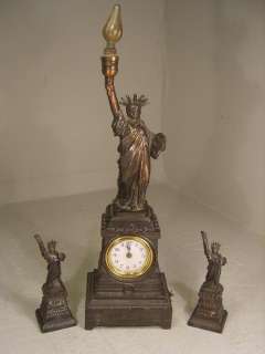 Vintage Waterbury , Novelty Statue of Liberty Clock Garniture , New 