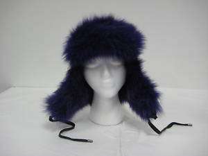 55376 New Black Mens Unisex Fox Fur Trooper Hat Trapper  