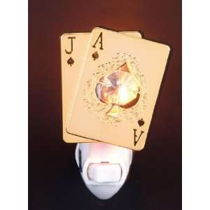  Blackjack 24k Gold Plated Swarovski Crystal Night Light 