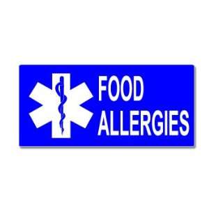 Food Allergies With Star Of Life   Window Bumper Sticker