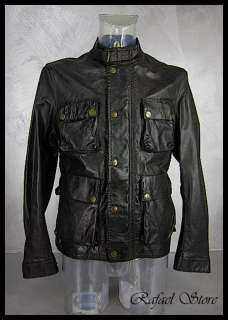 BELSTAFF Man Jacket Leather 713583 L IT New Brad Jkt Man Antique Black 