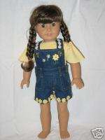 Yellow Embroidery Overall fit Girl American 18inch doll  