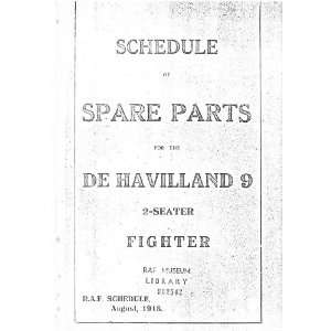  Airco De Havilland DH 9 Aeroplane Aircraft Parts Manual Airco 