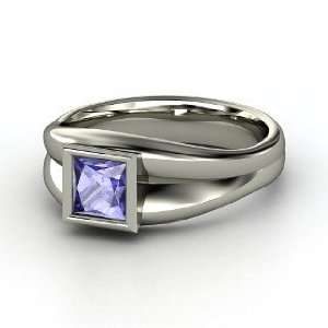  Akari Ring, Princess Tanzanite 14K White Gold Ring 