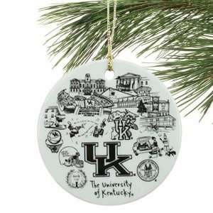  Kentucky Wildcats Black White Etched Ornament