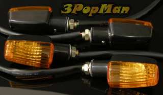 4x Black Rectangle Amber Orange Lens Motorcycle Blinker Indicator 