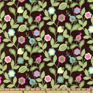  44 Wide Brooklyn Heights Flora Brown/Green Fabric By The 