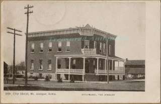 1908 St Ansgar Iowa City Hotel Street View Postcard  