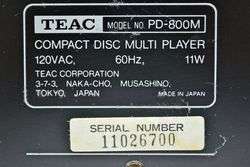 Teac Stereo Compact Disc Multi CD Player Changer PD 800M  