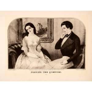   Marriage Victorian Lovers Proposal Suit   Original Halftone Print