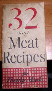   WWII COOKBOOK 32 MEAT RECIPES FOR THRIFTY MEALS BEEF LAMB PORK  