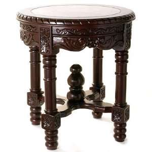  Hand Carved Marble Top Finial Table