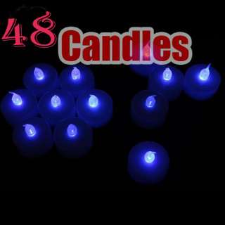 48 Blue LED Flameless Tea Light Candle Wedding Home Party Decor New 