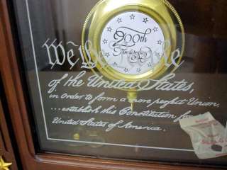 Vintage Federal Style Constitution of USA 200th Anniversary Clock w 