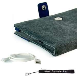  KINDLE 2 Gray/Blue Soft Canvas Carrying SLEEVE CASE Cover Pouch 