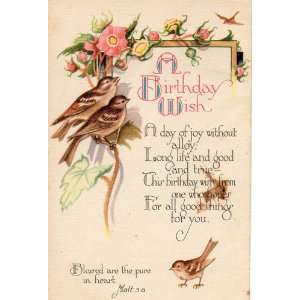 Post Card: A Birthday Wish (A day of joy without alloy; Long life and 