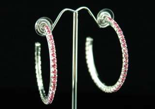 SALE 2.0 Pink Rhinestone Hoop Earrings E1045  