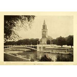  Church Religion Bridge Tower Water   Original Halftone Print: Home