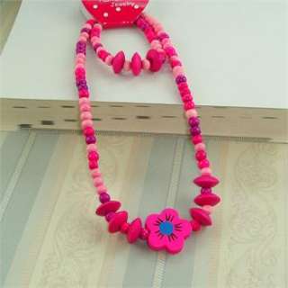 Wholesale 5 Sets Wooden Bead Cute Kid Child Party Necklace Bracelet 