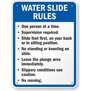  Water Slide Rules Sign Aluminum, 24 x 18 Office 