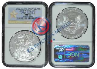   Burnished American Silver Eagle $1 NGC MS 69 West Point Label ER