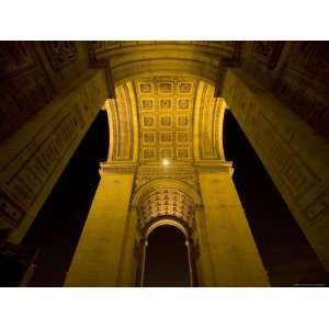  Underside of the Arc de Triomphe at Night, Paris, France 