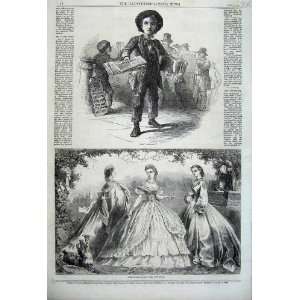   1862 Paris Fashion Dresses News Boy Selling Newspapers: Home & Kitchen