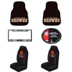  Cleveland Browns 6 PC Auto Accessories Combo Kit   Carpet Fan Floor 