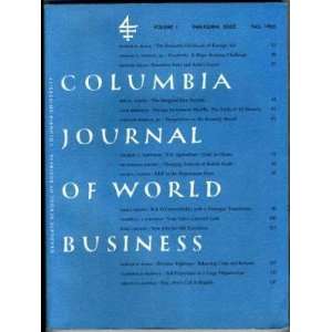  Columbia Journal of World Business Inaugural Issue 1965 