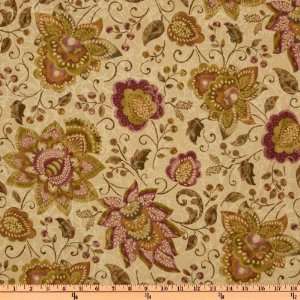   Jacobean Floral Tan/Rose Fabric By The Yard: Arts, Crafts & Sewing