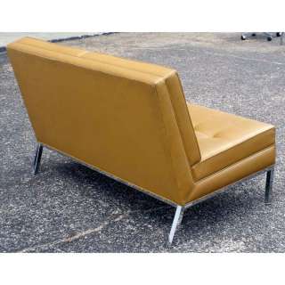 Steelcase loveseat/settee with camel vinyl upholstery and polished 