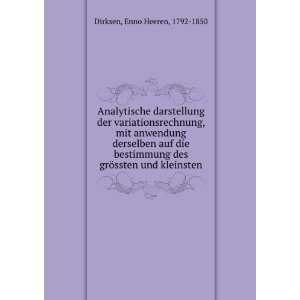   des grÃ¶ssten und kleinsten Enno Heeren, 1792 1850 Dirksen Books