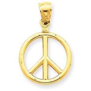  14k Yellow Gold Polished Peace Sign Charm: Jewelry