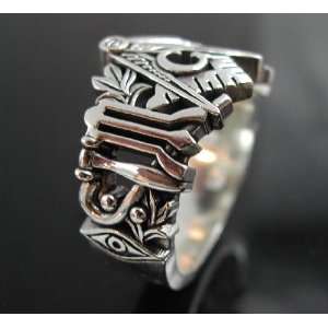   Skull and Pillars Freimaurer Sterling Silver Ring All Size Available