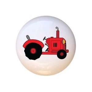  Red Farm Tractor Drawer Pull Knob