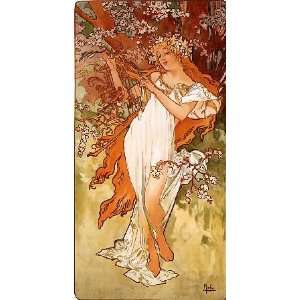   Inch, painting name Spring, by Mucha Alphonse Maria
