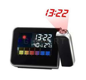 LCD Projection Digital Weather Thermometer Alarm Clock Snooze Station 