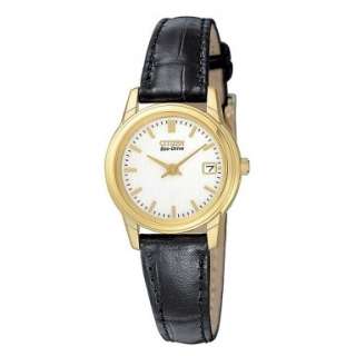 NEW CITIZEN ECO DRIVE WOMENS LEATHER WATCH GA1002 02A  