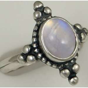   Silver Victorian Ring Featuring a Beautiful Rainbow Moonstone Gemstone