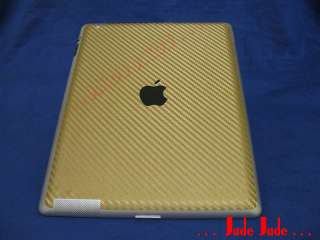 Gold Carbon Fiber for Apple iPad 2 Wrap Skin +3 Logo #G  