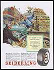 1953 Seiberling Tires Truck Car Chickens Mink Art Ad