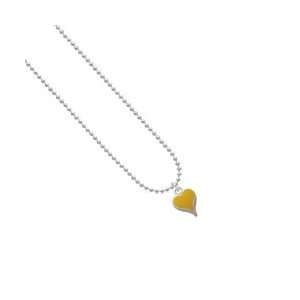  Small Long Yellow Heart Ball Chain Charm Necklace: Arts 