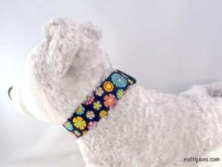 Wow Flowers with Hidden Peace Signs Floral Dog or Cat Collar  
