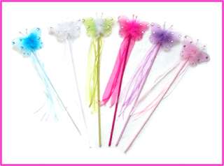 12 Butterfly Fairy Pixie Wands Costume Favor Wands  