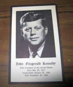 JOHN FITZGERALD KENNEDY Prayer Memorial Card 1963 LOOK!  