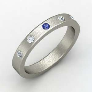  Anahit Band, Round Sapphire 14K White Gold Ring with 