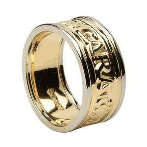  Gents Mo Anam Cara Wedding Band  Yellow Gold with White 