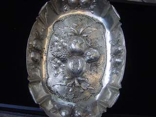 19th Century German 800 Marked Silver Hand Chased Fruit  