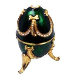  Faberge Style Musical Egg on Feet Green