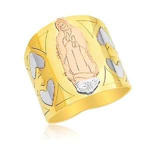   Over Silver Tri Color Fancy Ring with Virgin Guadalupe   SKU:GB001 01